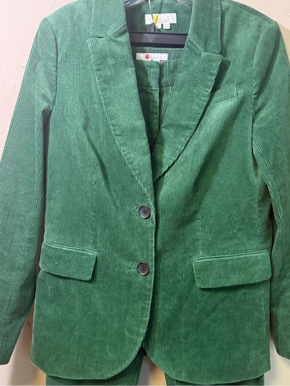 Boden Green Corduroy Suit Set Size 10R Blazer 8R Pants Dark Academia Office Wear - Picture 4 of 16